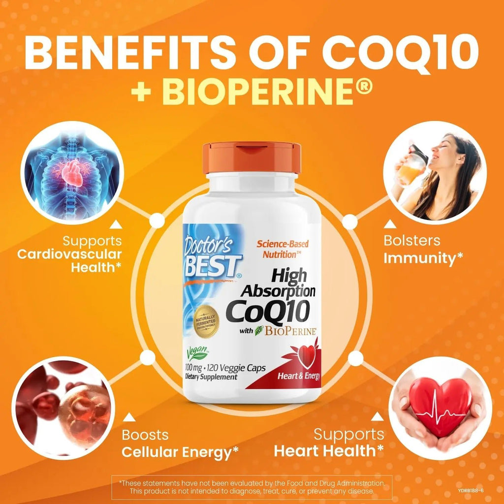 Doctor's Best High Absorption CoQ10 with Bioperine, Heart Health & Energy Production - TrustMedUSA