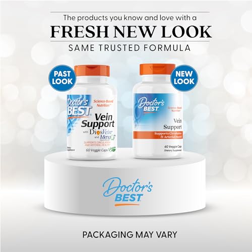 Doctor's Best Vein Support Supplement - Contains Diosmin & Hesperidin, Circulation Support for Legs & Feet, for Men & Women, Formula with Vitamin K2 & Natural Orange Extract, Vegan - 60 Veg Caps - TrustMedUSA