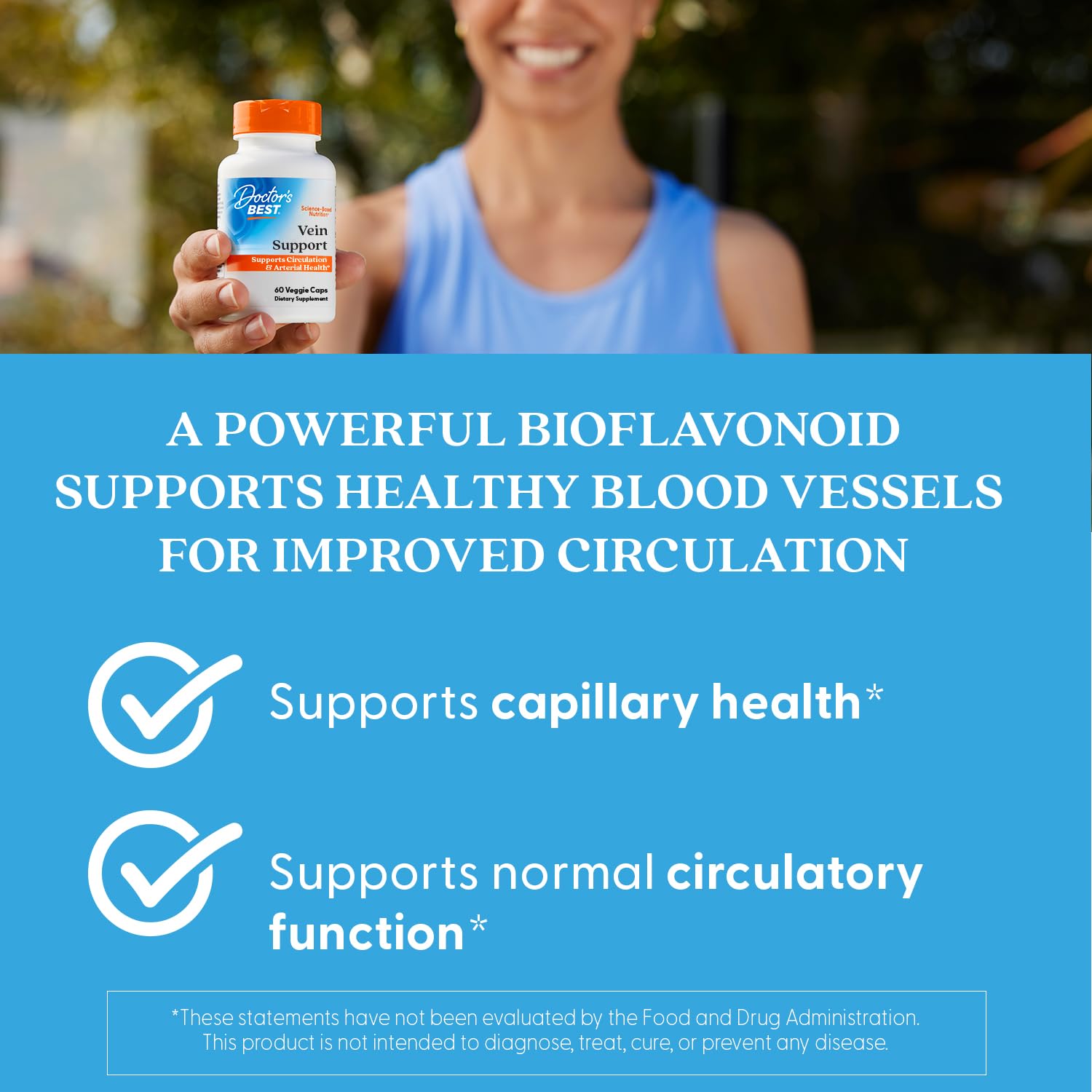 Doctor's Best Vein Support Supplement - Contains Diosmin & Hesperidin, Circulation Support for Legs & Feet, for Men & Women, Formula with Vitamin K2 & Natural Orange Extract, Vegan - 60 Veg Caps - TrustMedUSA