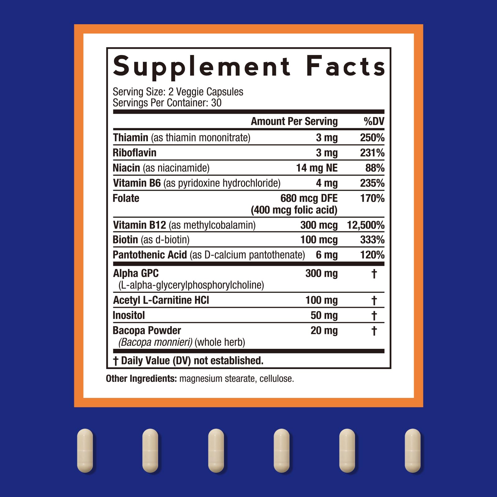 Doctor's Recipes Alpha GPC 300 mg Supplement, with 8 B Vitamins, Inositol, Acetyl L-Carnitine, Highly Bioavailable Source of Choline, 12-in-1 Cognitive Support for Women & Men, 60 Veggie Capsules - TrustMedUSA