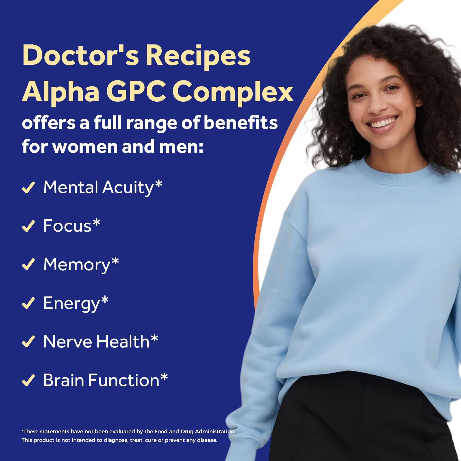 Doctor's Recipes Alpha GPC 300 mg Supplement, with 8 B Vitamins, Inositol, Acetyl L-Carnitine, Highly Bioavailable Source of Choline, 12-in-1 Cognitive Support for Women & Men, 60 Veggie Capsules - TrustMedUSA