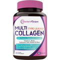 Doctor's Recipes Multi Collagen Peptides, Type I, II, III, V, X, 1000 mg Per Serving, Vitamin C, Biotin, Hyaluronic Acid, Keratin, Turmeric, for Hair, Nails, Skin, Stay Active, Antioxidant, 60 Caps - Maple Wellness Supplements