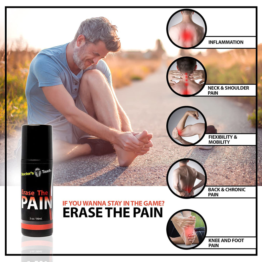 Doctor's Touch Erase The Pain Relief Roll On - Fast Acting Topical Pain Relief Roll On for Nerves, Joints, All Muscle Soreness and Discomfort - Roll on Muscle Pain Relief - TrustMedUSA