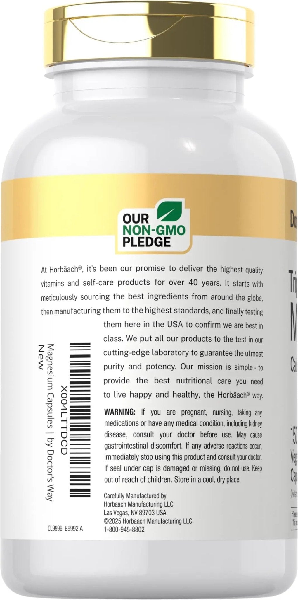 Doctor's Way Triple Magnesium Complex | 150 Capsules | Citrate, Glycinate, & Malate Supplement | Vegetarian, Non-GMO, Gluten Free Formula - TrustMedUSA