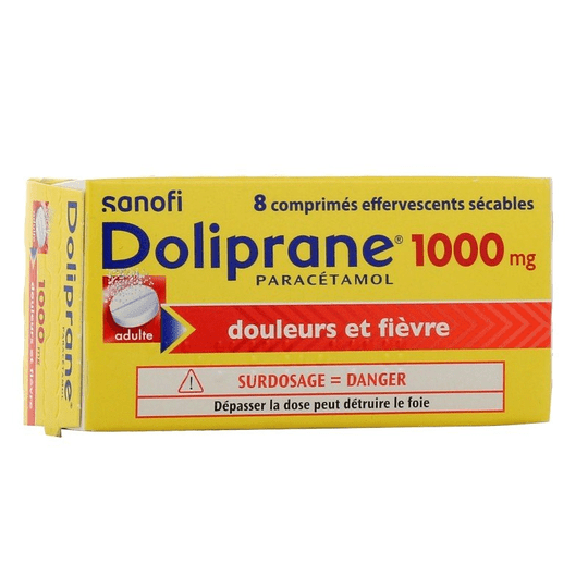 Doliprane 1000mg - 8 scored effervescent tablets - SANOFI - TrustMedUSA