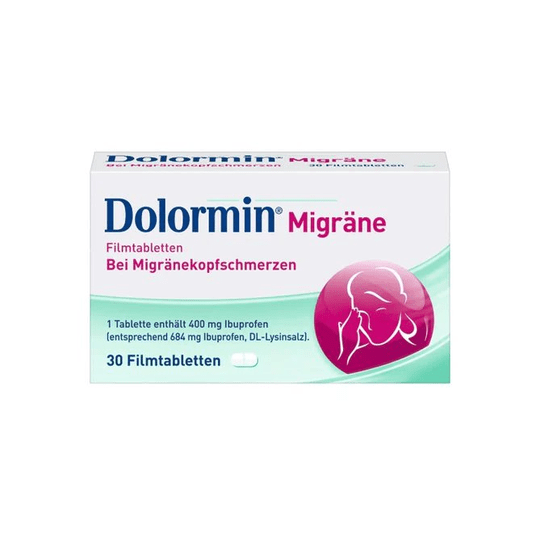 Dolormin® Migraine x30 Fast relief for acute migraine headaches - Maple Wellness Supplements