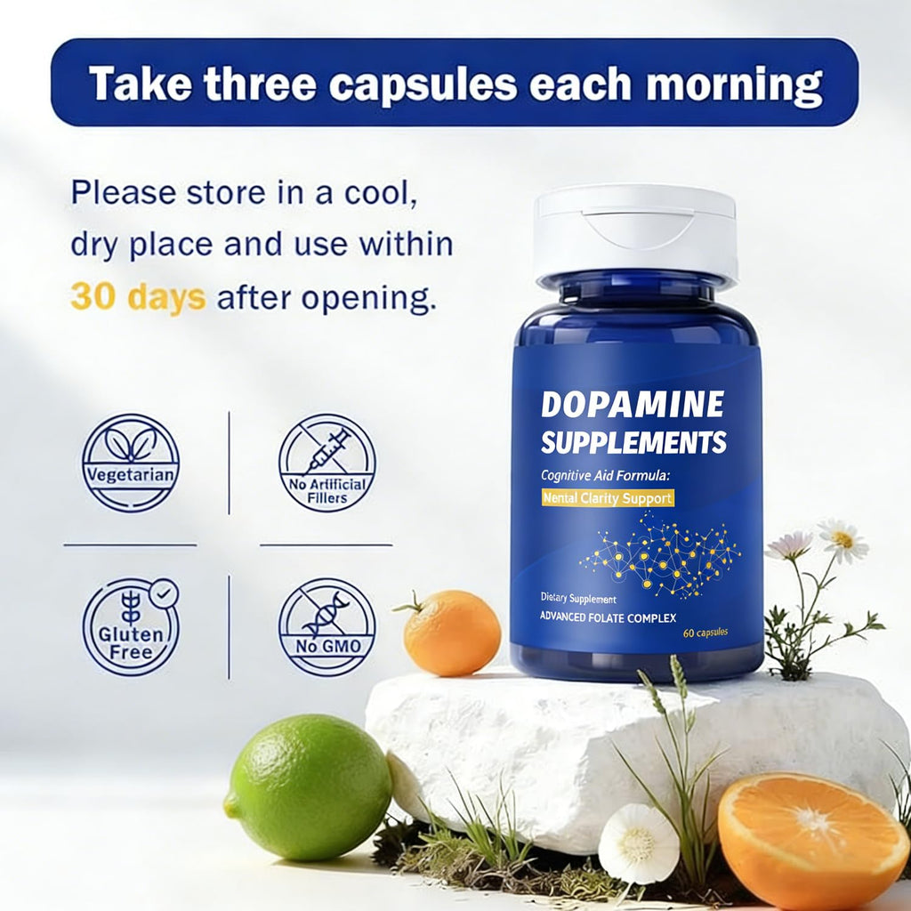 Dopamine Brain Supplement with L-Tyrosine 650mg | Cognitive Function, Focus & Mood Support | Neurotransmitter & Mental Energy Booster | 60 Capsules - TrustMedUSA