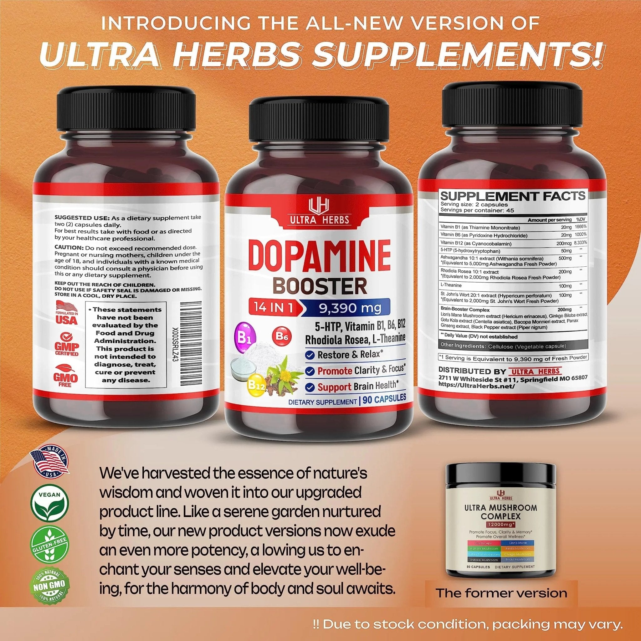 Dopamine Focus Supplement Ashwagandha 5000mg 5-HTP 50mg Rhodiola Rosea 2000mg - TrustMedUSA