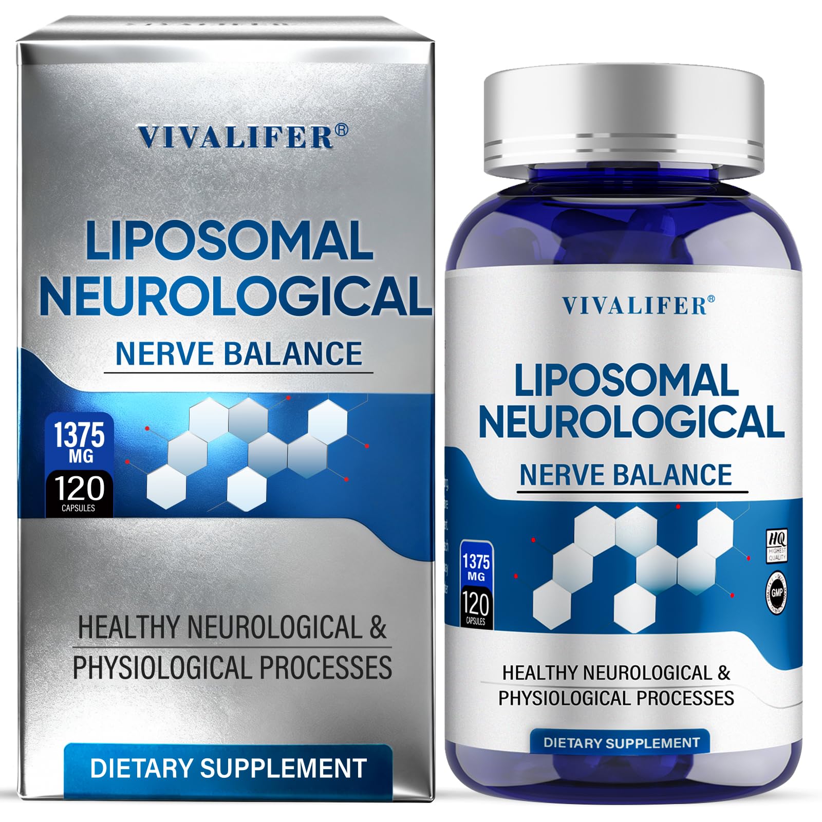 DQQI Migraine Relief Supplement | 120 Capsules Liposomal Neurological Health Formula with Magnesium Glycinate, Riboflavin (Vitamin B2) & Feverfew | Daily Brain Function - TrustMedUSA