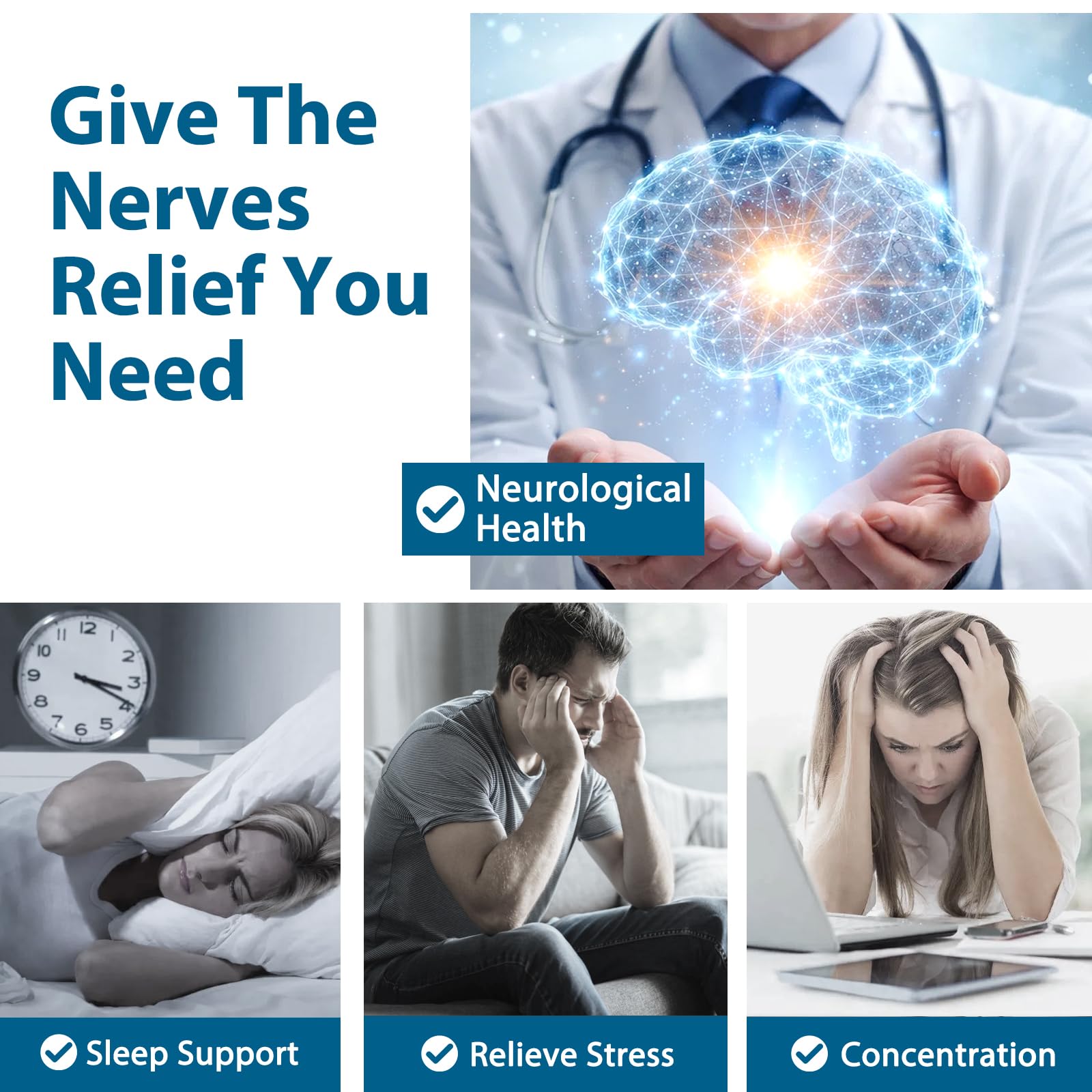 DQQI Migraine Relief Supplement | 120 Capsules Liposomal Neurological Health Formula with Magnesium Glycinate, Riboflavin (Vitamin B2) & Feverfew | Daily Brain Function - TrustMedUSA