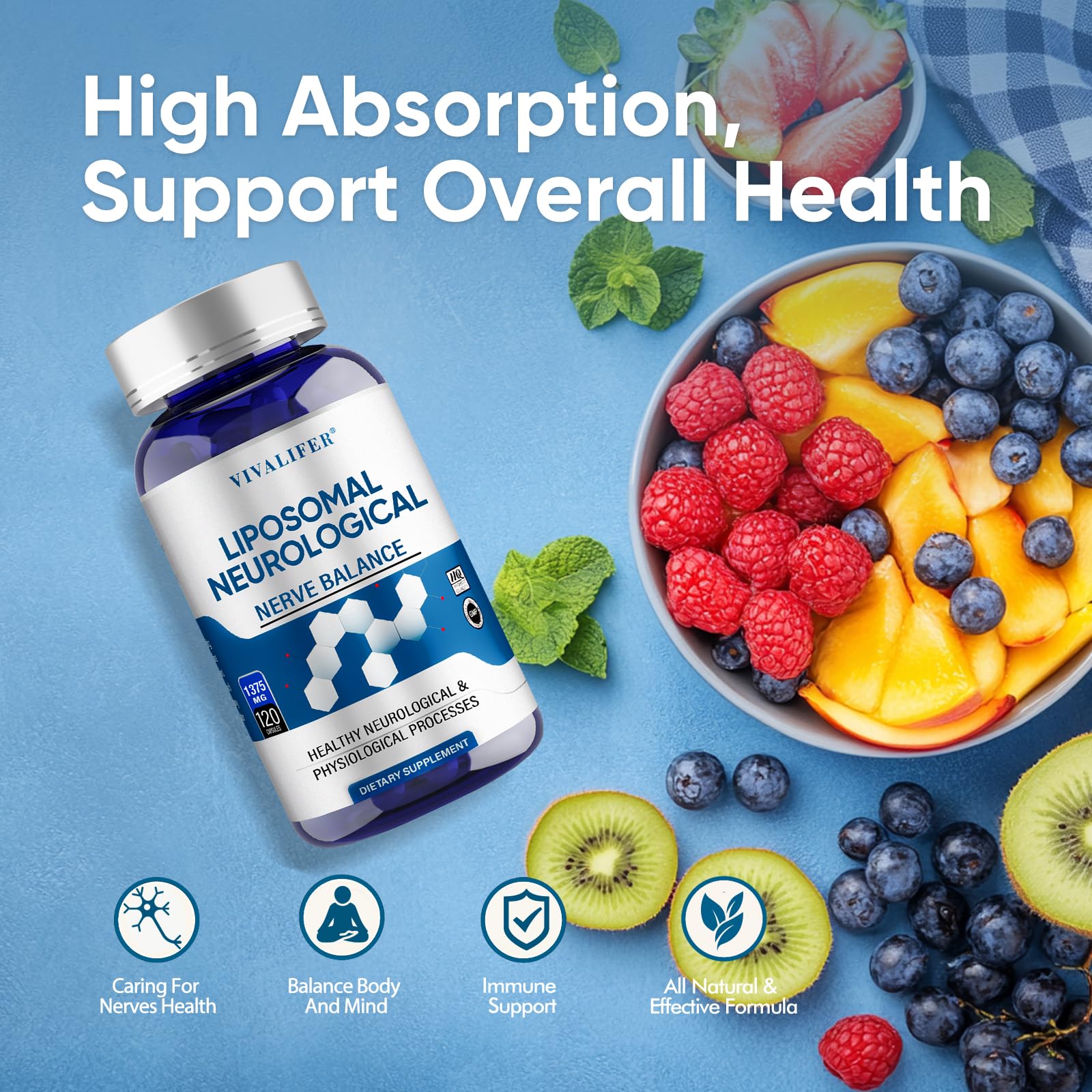 DQQI Migraine Relief Supplement | 120 Capsules Liposomal Neurological Health Formula with Magnesium Glycinate, Riboflavin (Vitamin B2) & Feverfew | Daily Brain Function - TrustMedUSA