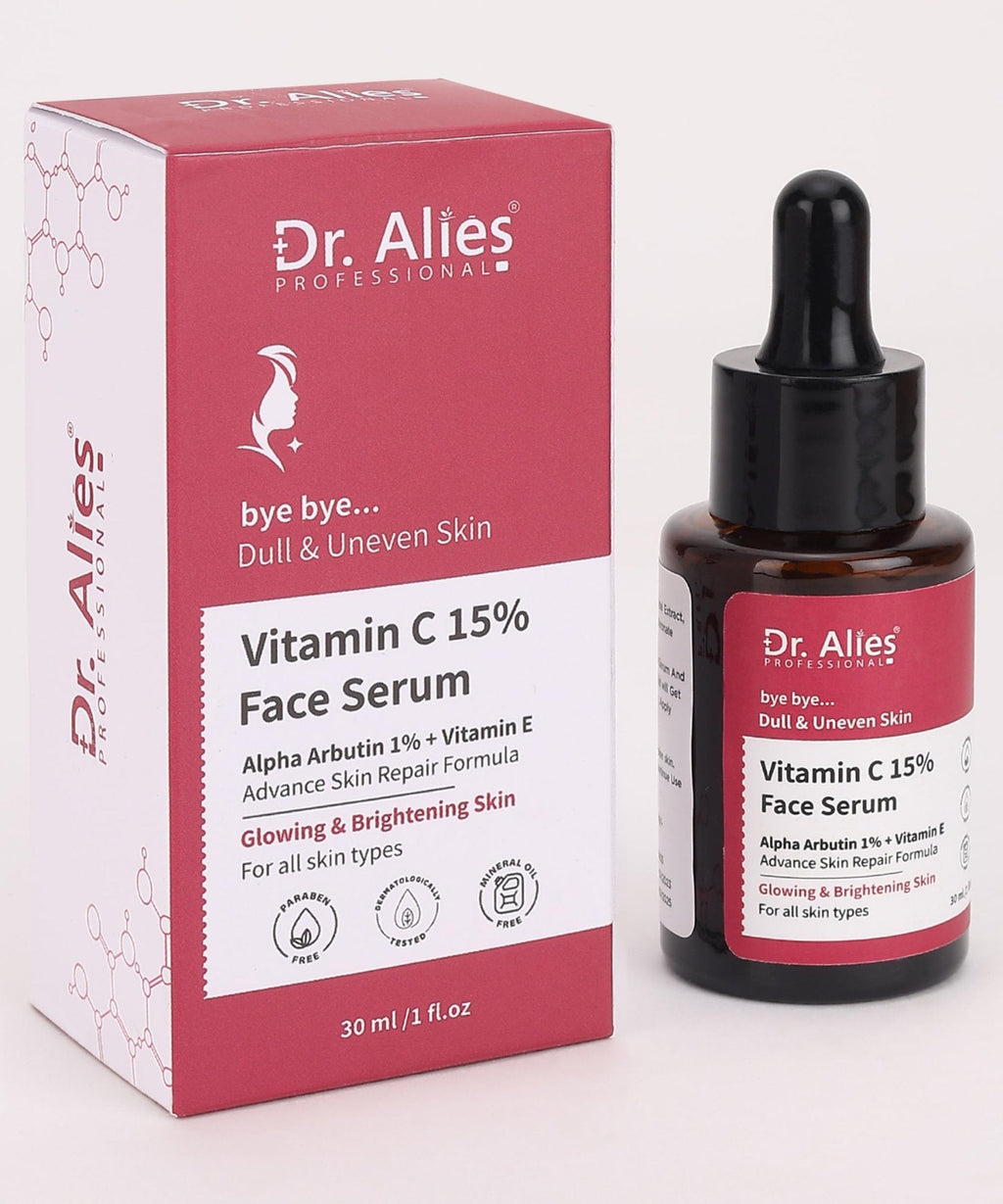 Dr. Alies Professional 15% Vitamin C Face Serum | Advanced Skin Clarifying with Vitamin E | Reduces Acne Marks | 30ml - Maple Wellness Supplements