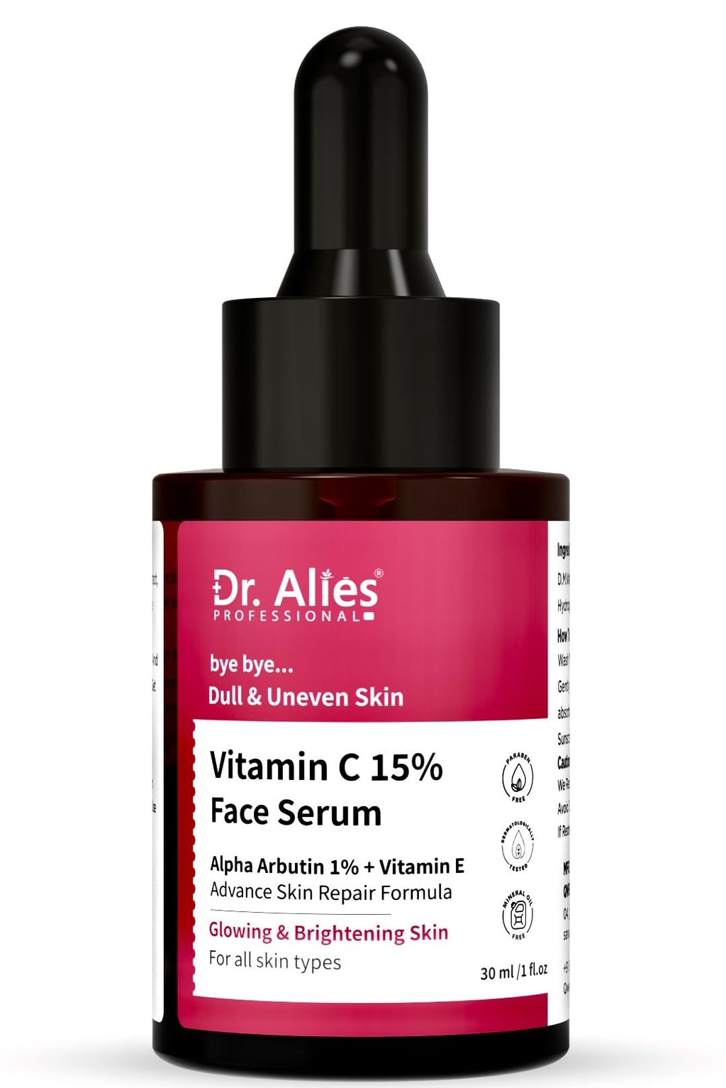 Dr. Alies Professional 15% Vitamin C Face Serum | Advanced Skin Clarifying with Vitamin E | Reduces Acne Marks | 30ml - Maple Wellness Supplements