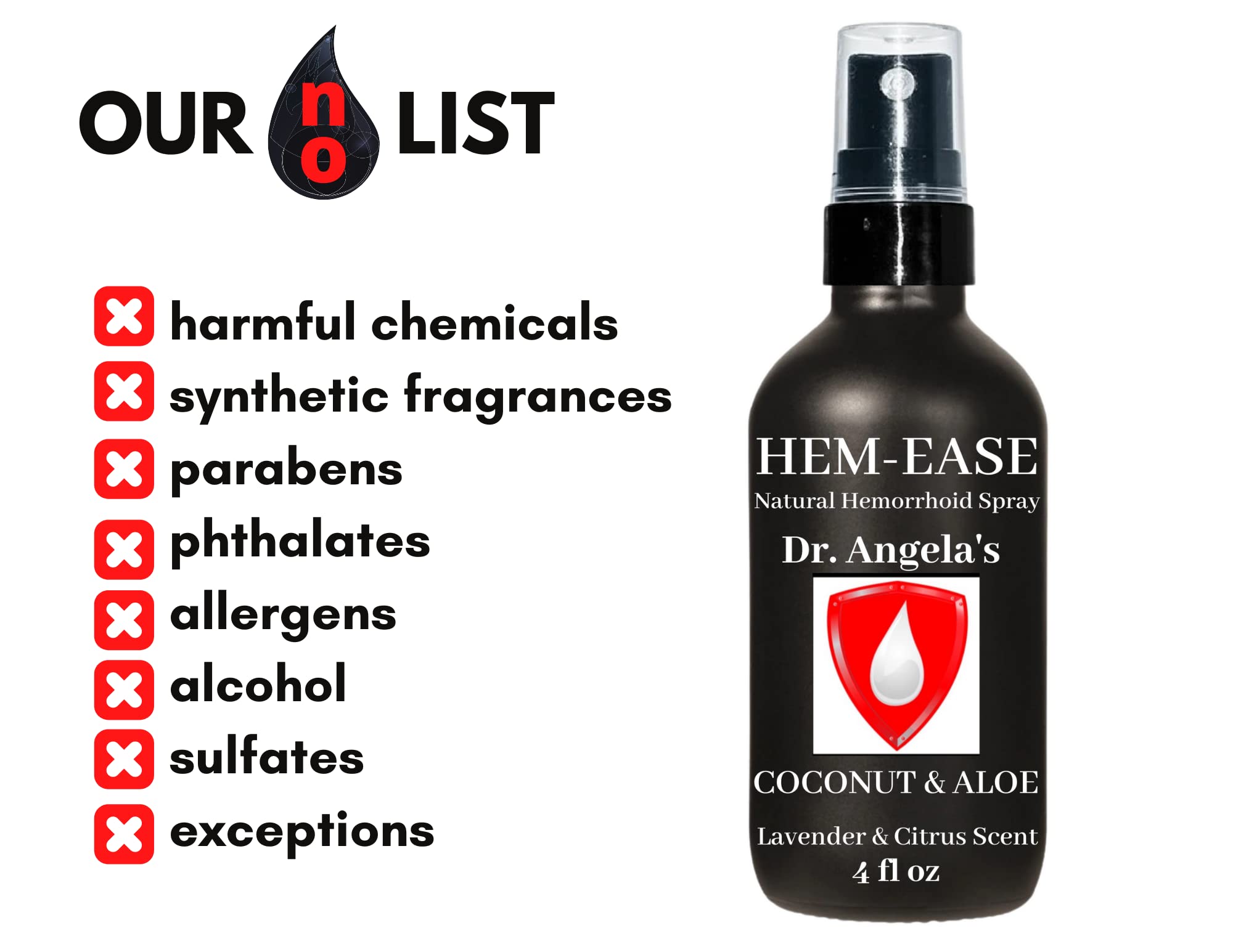 Dr. Angela's Hemorrhoid Treatment Spray | Organic Aloe Vera, Witch Hazel & Essential Oils Turmeric & Tea Tree | Natural Itching & Burning Relief Cream - TrustMedUSA