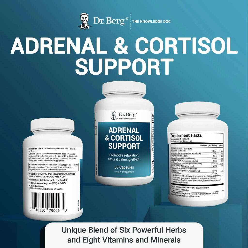 Dr. Berg Adrenal & Cortisol Supplement New Formula - Adrenal Supplement & Cortisol - TrustMedUSA