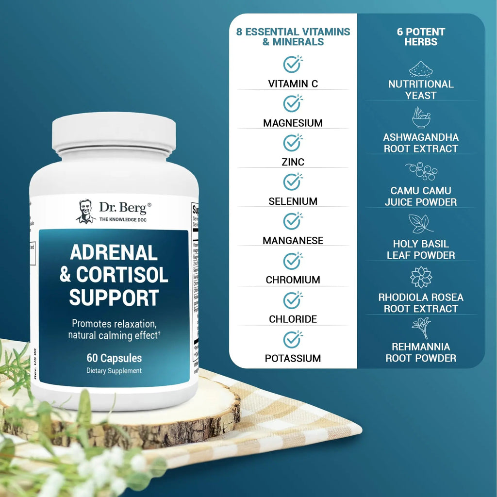 Dr. Berg Adrenal & Cortisol Supplement New Formula - Adrenal Supplement & Cortisol - TrustMedUSA