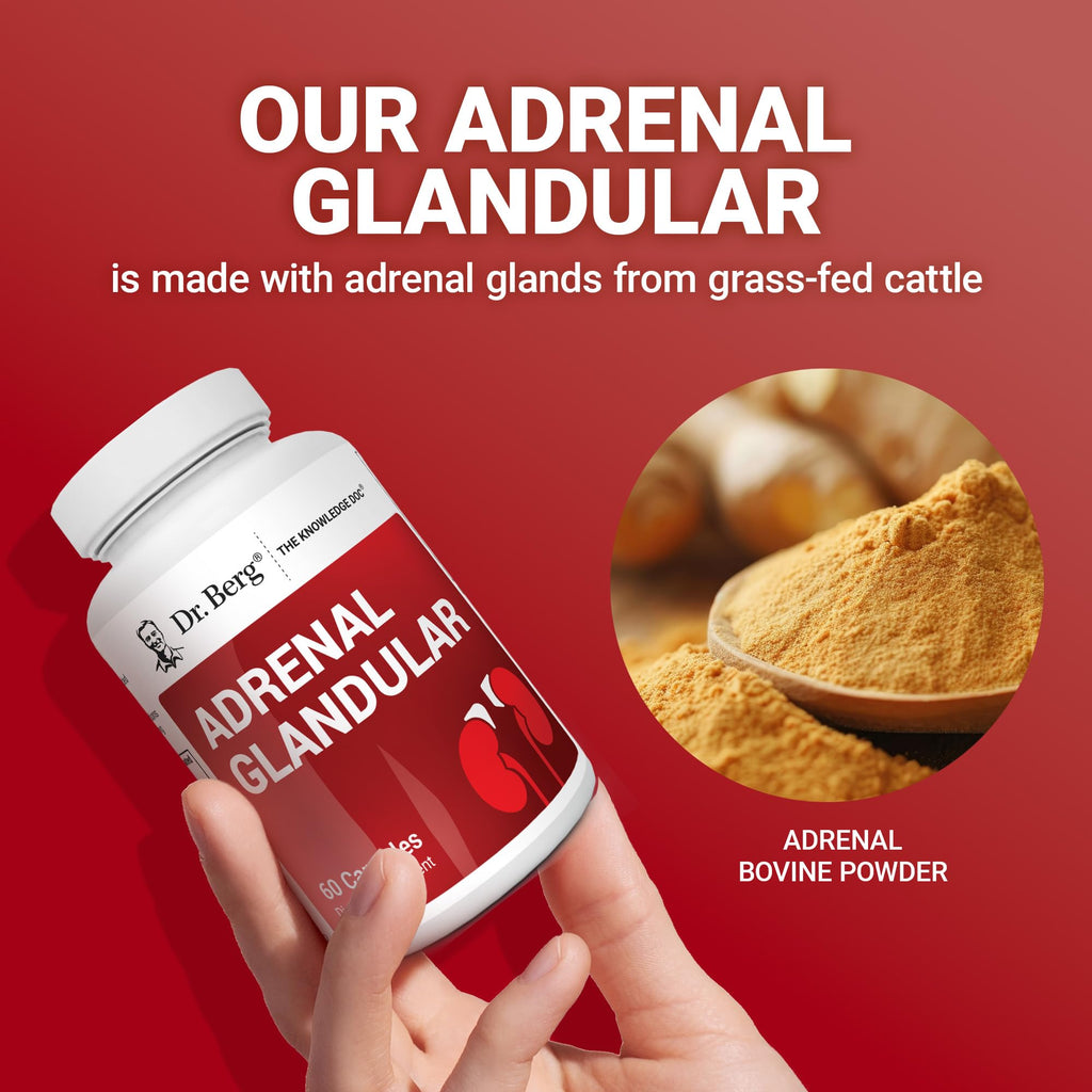 Dr. Berg Adrenal Glandular - Hormone Balance Formula That Supports Healthy Adrenal Function - Adrenal Support Supplement - 60 Capsules - TrustMedUSA