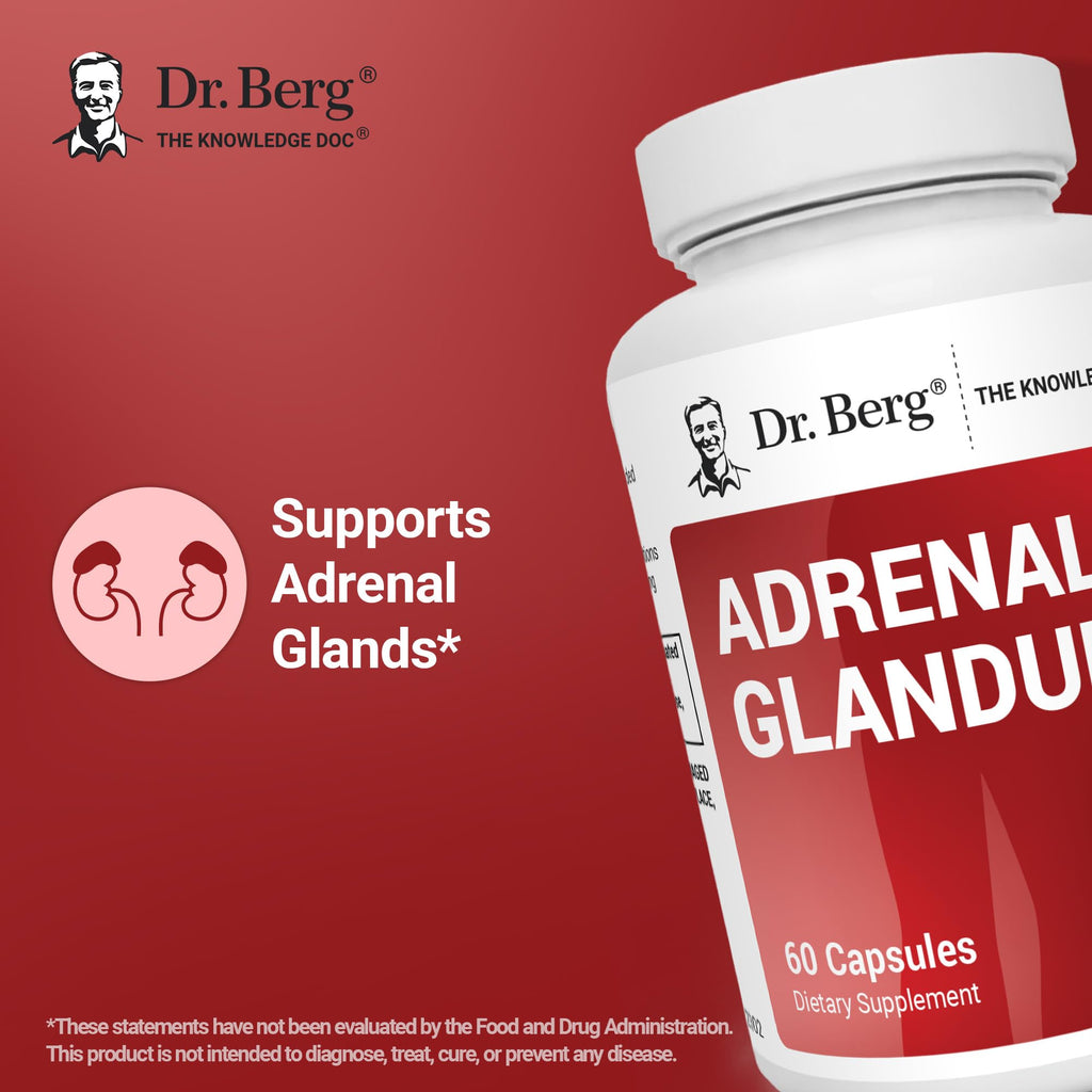 Dr. Berg Adrenal Glandular - Hormone Balance Formula That Supports Healthy Adrenal Function - Adrenal Support Supplement - 60 Capsules - TrustMedUSA