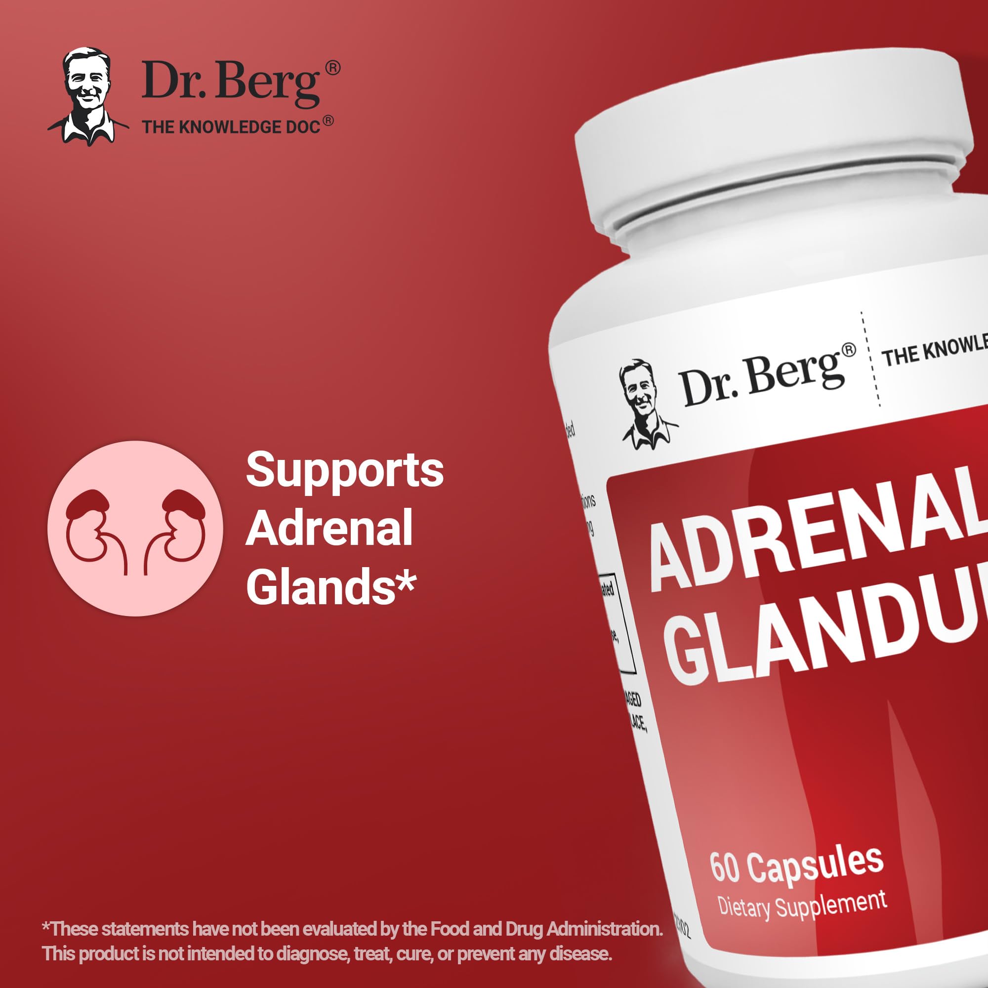 Dr. Berg Adrenal Glandular - Hormone Balance Formula That Supports Healthy Adrenal Function - Adrenal Support Supplement - 60 Capsules - TrustMedUSA