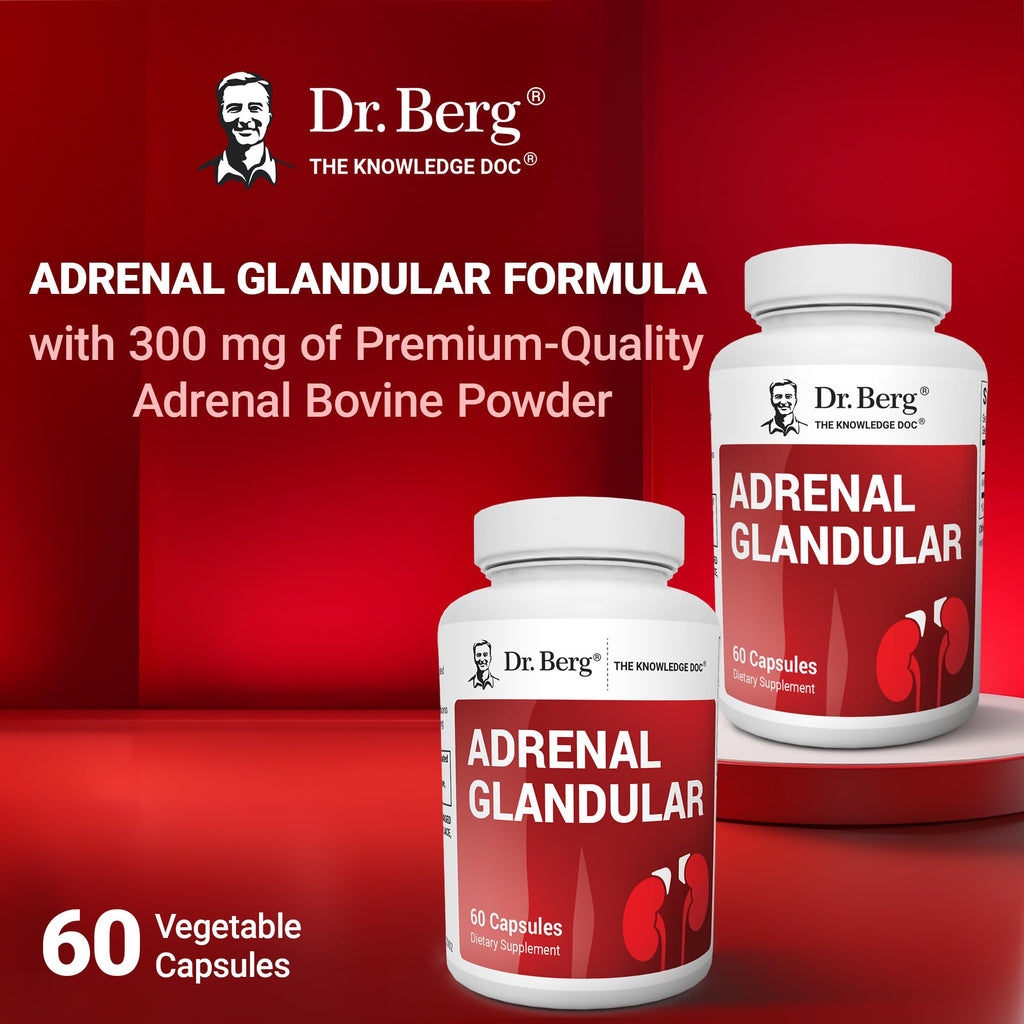 Dr. Berg Adrenal Glandular - Hormone Balance Formula That Supports Healthy Adrenal Function - Adrenal Support Supplement - 60 Capsules - TrustMedUSA