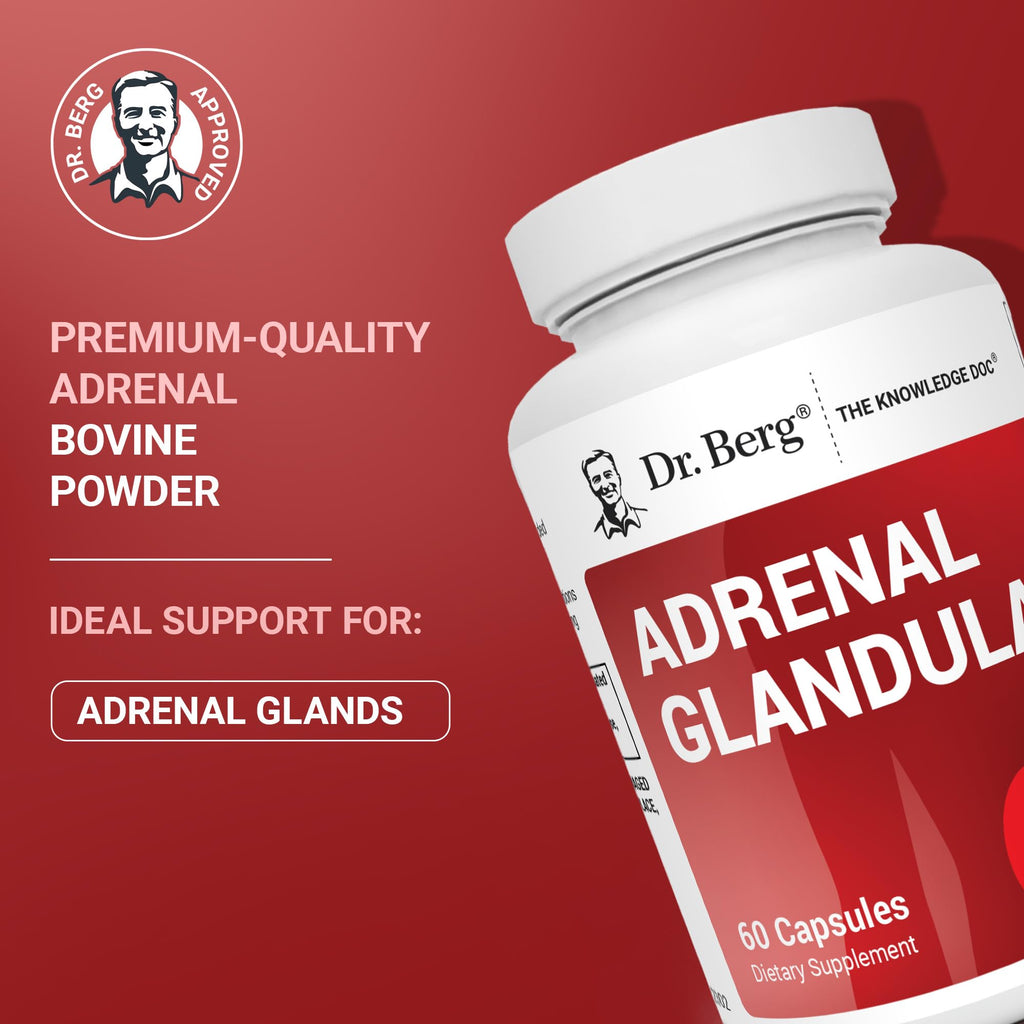 Dr. Berg Adrenal Glandular - Hormone Balance Formula That Supports Healthy Adrenal Function - Adrenal Support Supplement - 60 Capsules - TrustMedUSA
