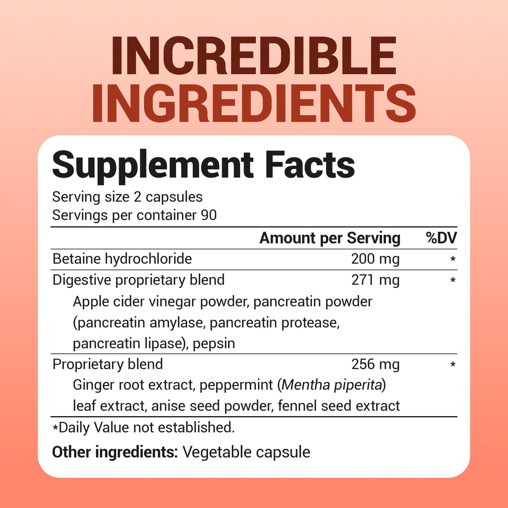 Dr. Berg Advanced Digestive Enzymes with Apple Cider Vinegar - Includes Digestive Health Ingredients Like Betaine Hydrochloride (HCI), Ginger Root & Peppermint Leaf - 180 Capsules - TrustMedUSA