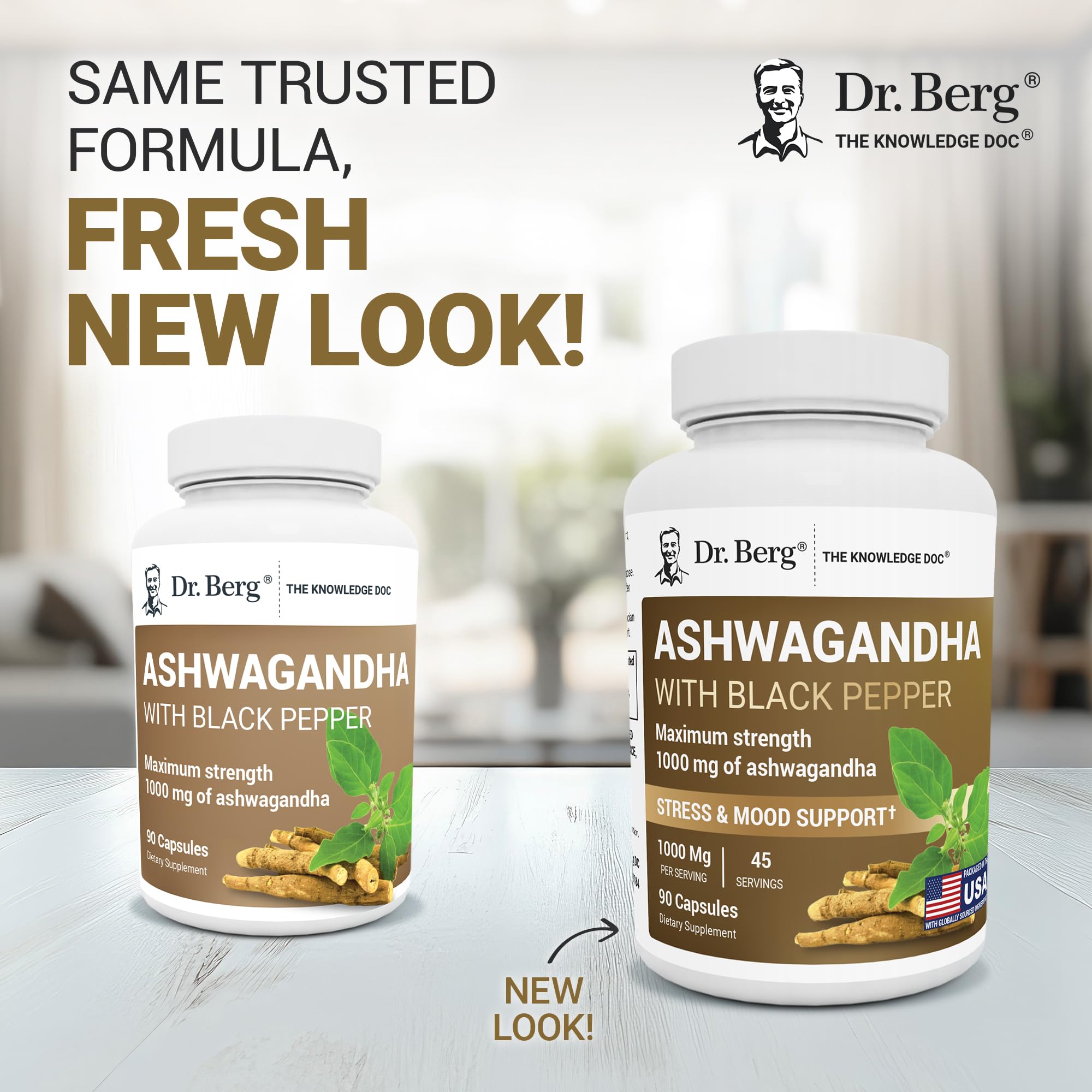 Dr. Berg Ashwagandha Capsules 1000mg - Includes Ashwagandha Root with Black Pepper from Bioperine - Ashwagandha Supplements 90 Capsules - TrustMedUSA