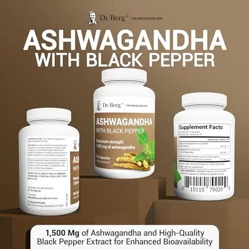 Dr. Berg Ashwagandha Capsules 1500mg - Includes Organic Ashwagandha Root - TrustMedUSA