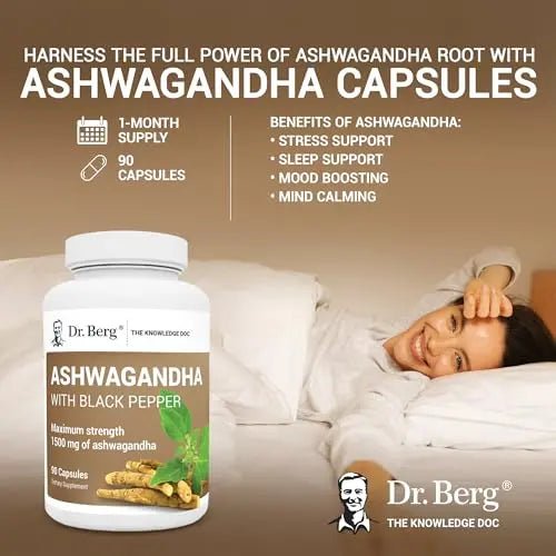 Dr. Berg Ashwagandha Capsules 1500mg - Includes Organic Ashwagandha Root - TrustMedUSA