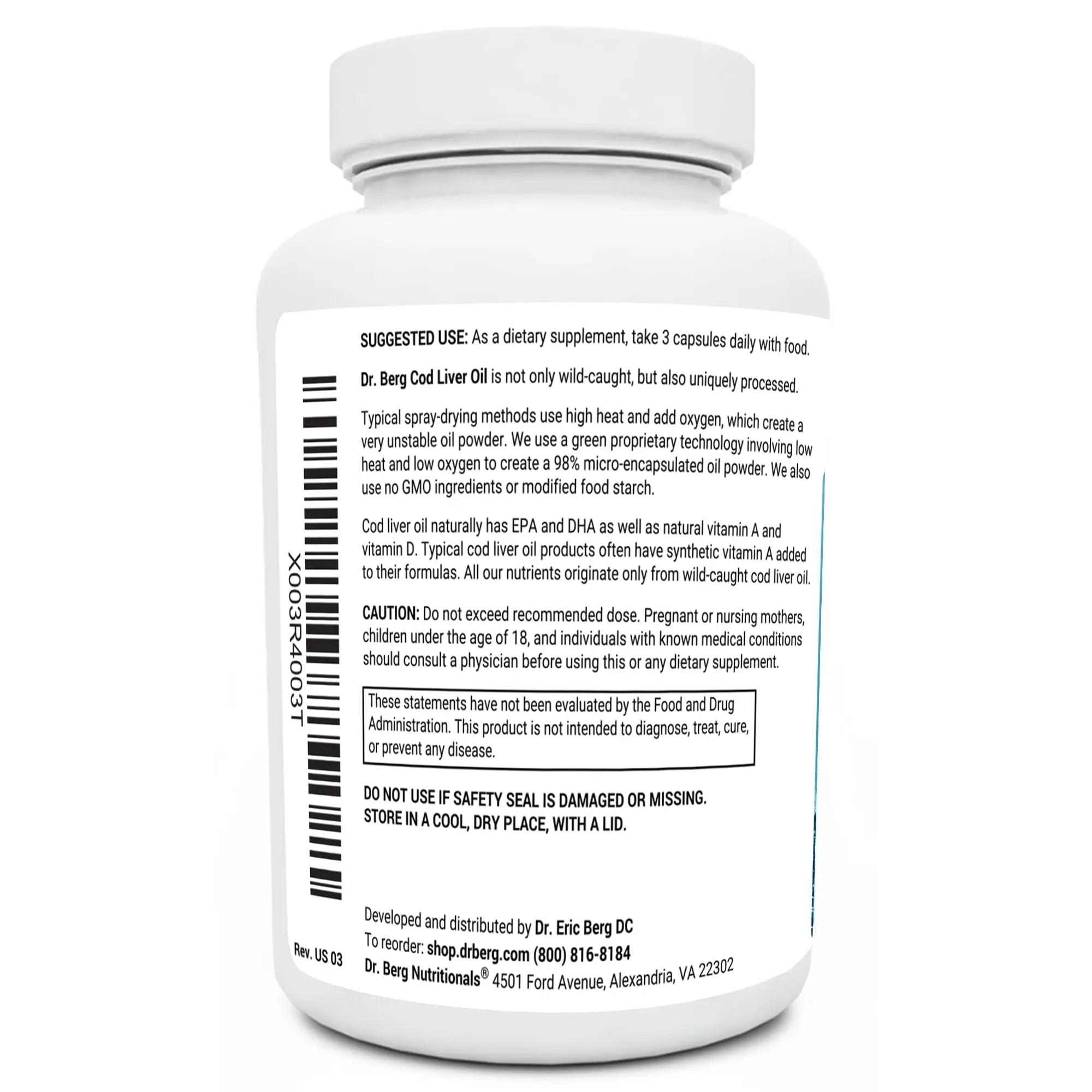 Dr. Berg Cod Liver Oil Capsules - New Formula Without OxBile - Rich in Omega-3 Fatty - TrustMedUSA