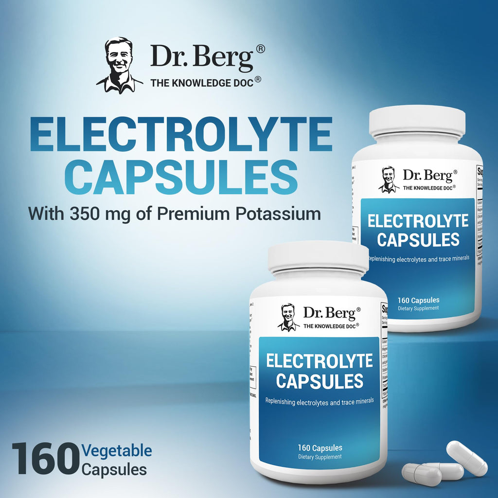 Dr. Berg Electrolyte Capsules - Electrolyte Supplements for Supporting Energy, Endurance, and Hydration - Sugar Free, No Maltodextrin, Keto Friendly - 160 Caps - TrustMedUSA