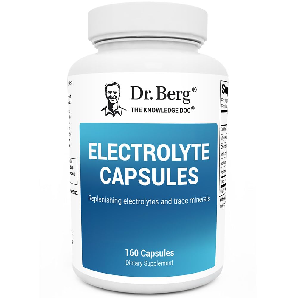 Dr. Berg Electrolyte Capsules - Electrolyte Supplements for Supporting Energy, Endurance, and Hydration - Sugar Free, No Maltodextrin, Keto Friendly - 160 Caps - TrustMedUSA