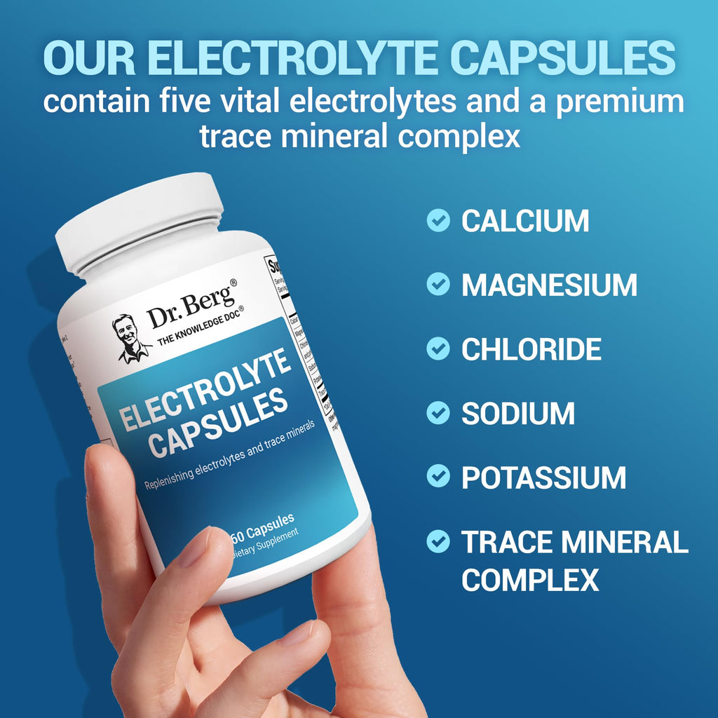 Dr. Berg Electrolyte Capsules - Electrolyte Supplements for Supporting Energy, Endurance, and Hydration - Sugar Free, No Maltodextrin, Keto Friendly - 160 Caps - TrustMedUSA