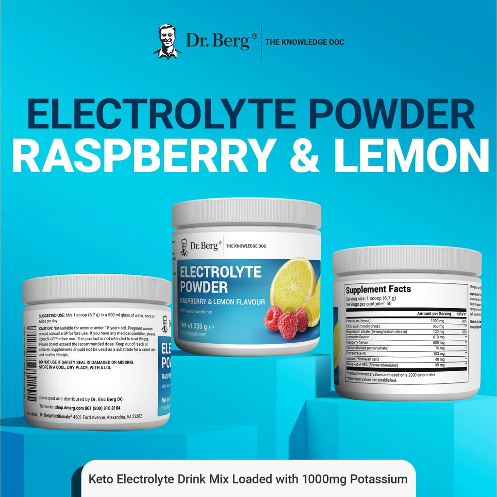 Dr. Berg Electrolyte Powder - Electrolyte Drink Supplements with 1000mg Potassium - TrustMedUSA
