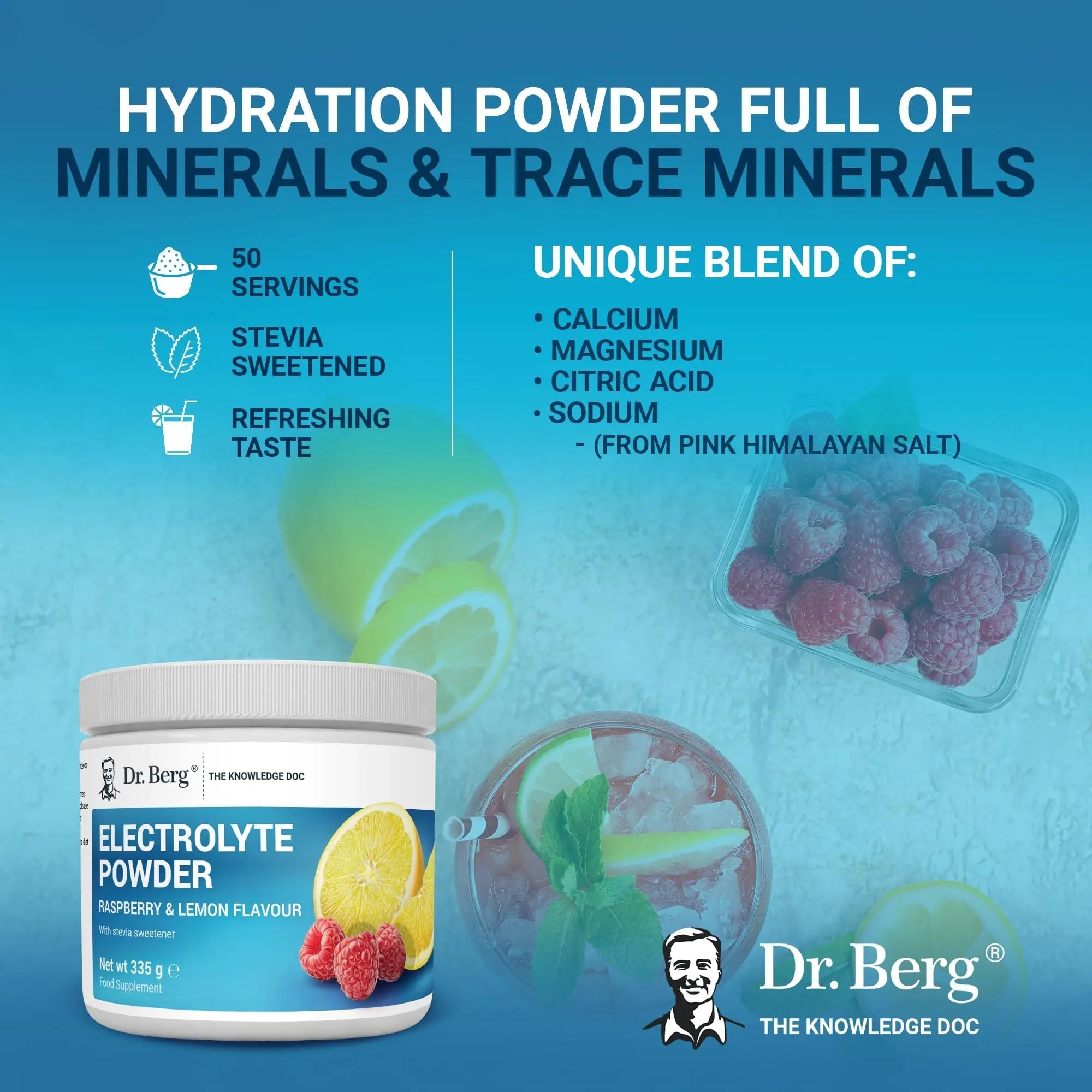 Dr. Berg Electrolyte Powder - Electrolyte Drink Supplements with 1000mg Potassium - TrustMedUSA