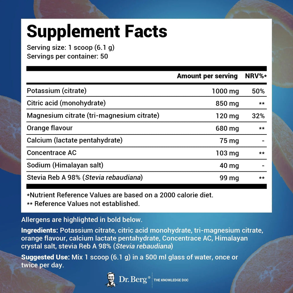 Dr. Berg Electrolyte Powder - Electrolyte Drink Supplements with 1000mg Potassium - TrustMedUSA