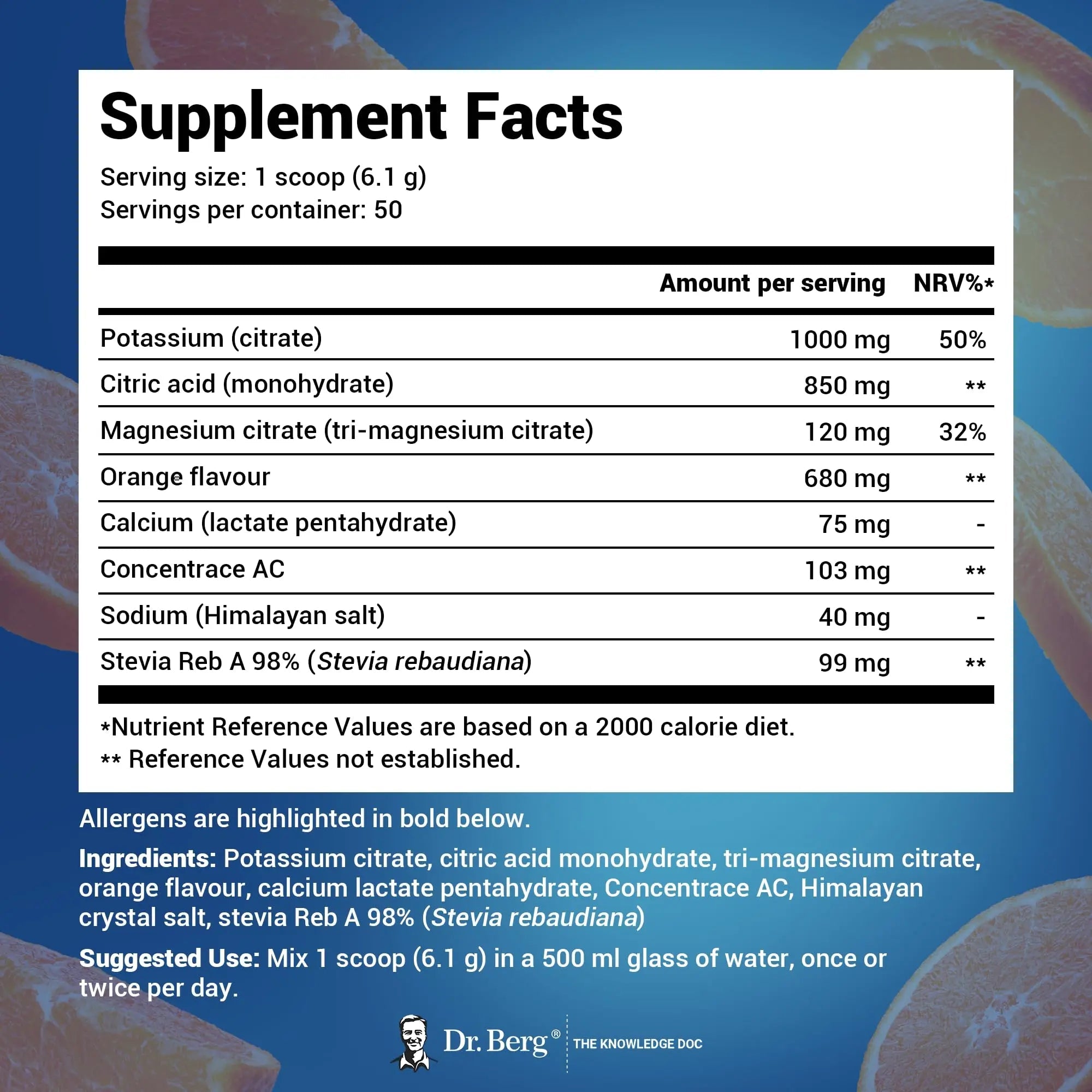 Dr. Berg Electrolyte Powder - Electrolyte Drink Supplements with 1000mg Potassium - TrustMedUSA