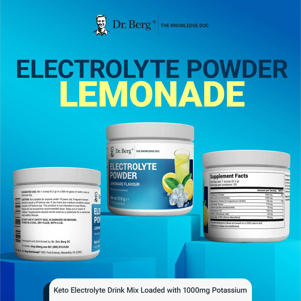 Dr. Berg Electrolyte Powder - Electrolyte Drink Supplements with 1000mg Potassium - TrustMedUSA