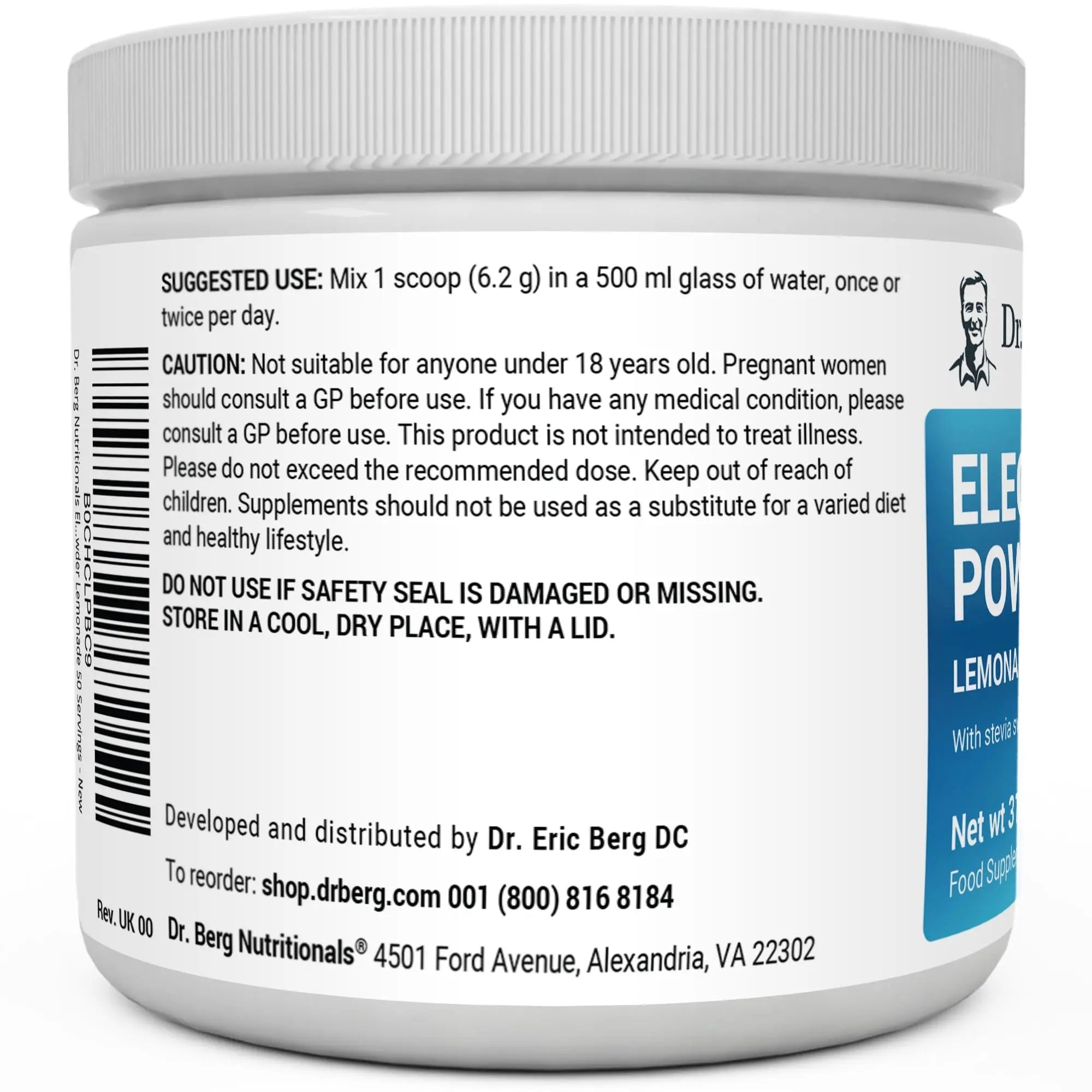 Dr. Berg Electrolyte Powder - Electrolyte Drink Supplements with 1000mg Potassium - TrustMedUSA