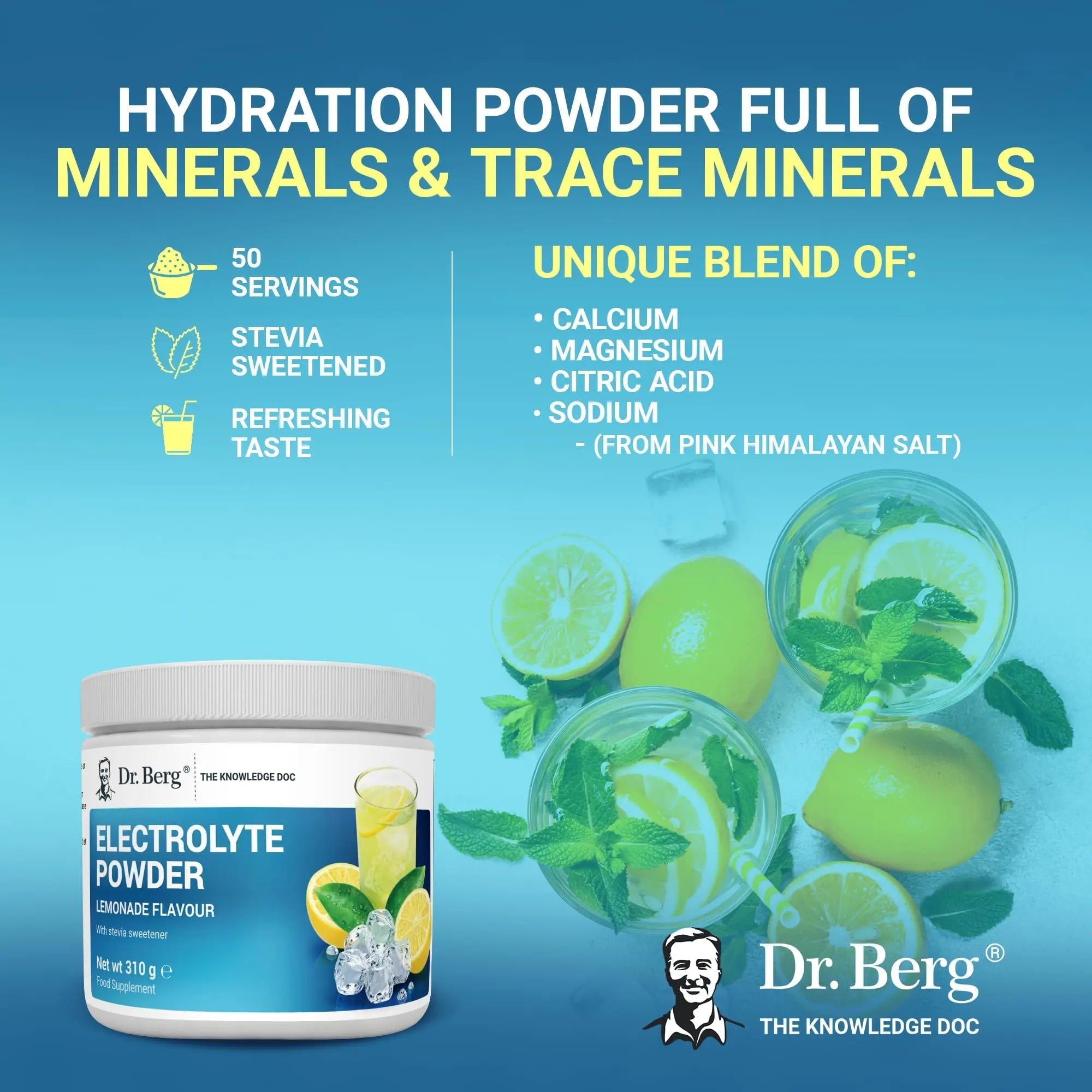 Dr. Berg Electrolyte Powder - Electrolyte Drink Supplements with 1000mg Potassium - TrustMedUSA