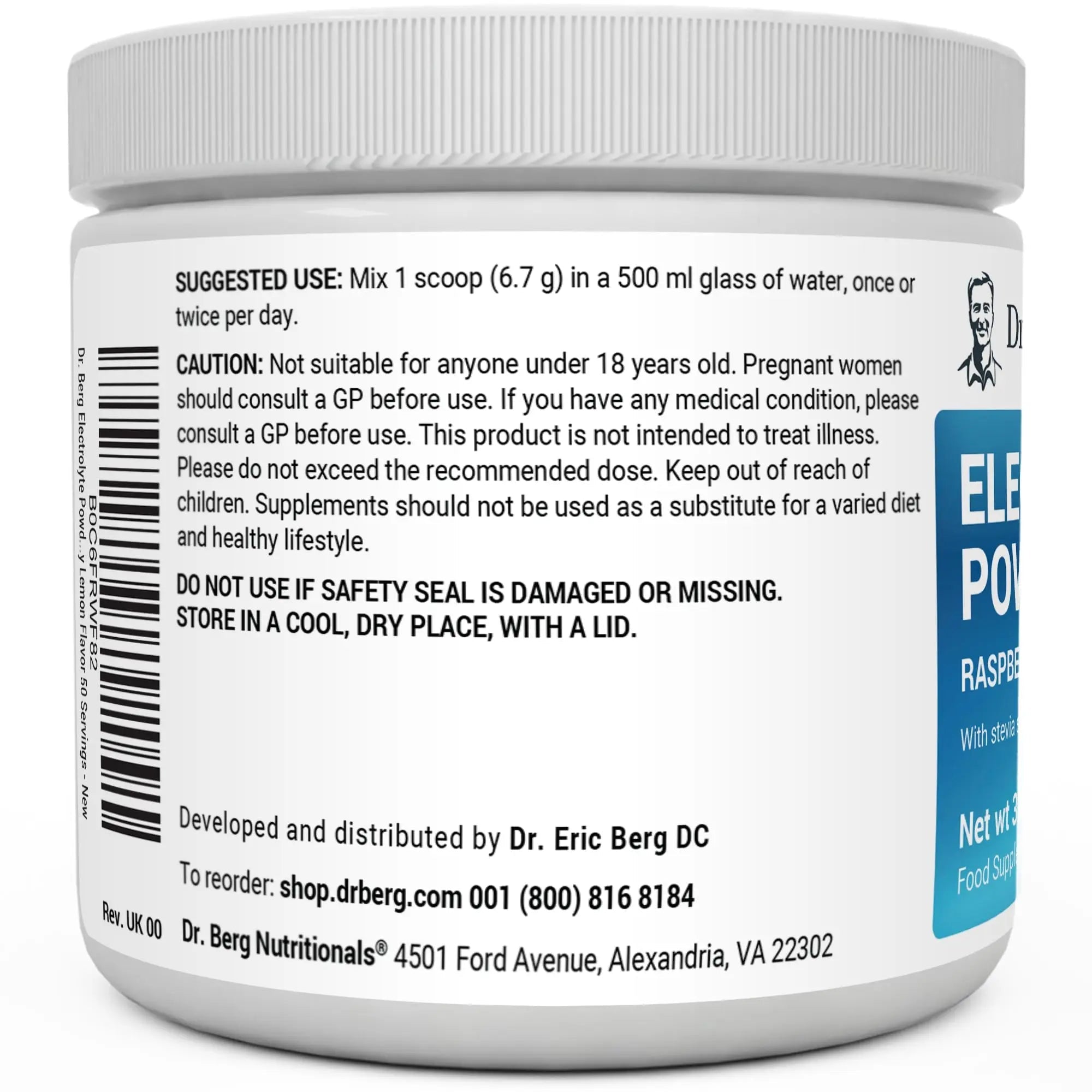 Dr. Berg Electrolyte Powder - Electrolyte Drink Supplements with 1000mg Potassium - TrustMedUSA