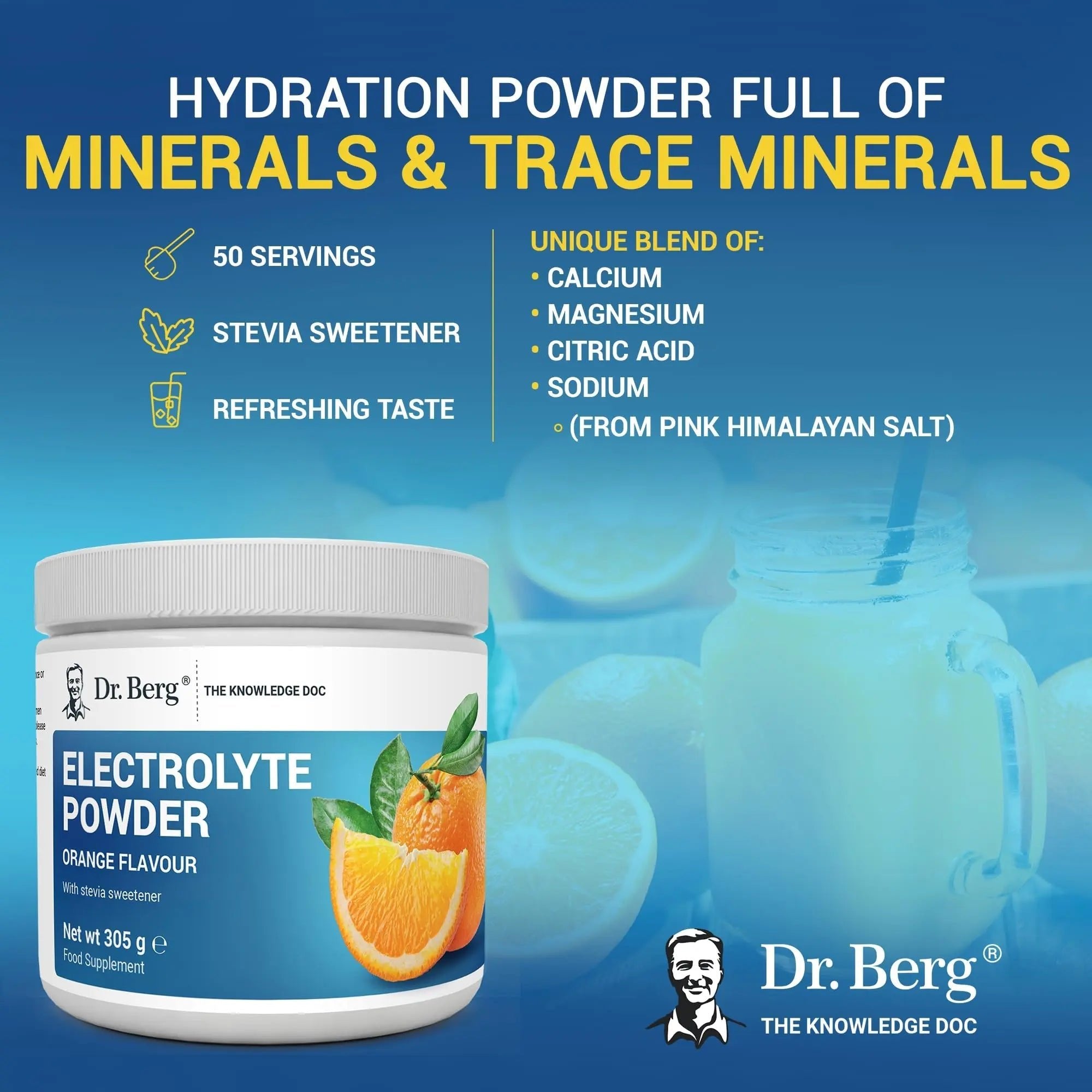 Dr. Berg Electrolyte Powder - Electrolyte Drink Supplements with 1000mg Potassium - TrustMedUSA