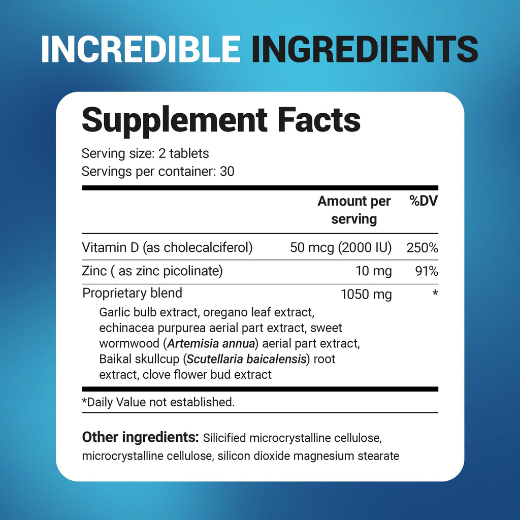 Dr. Berg Emergency Immune Support w/Echinacea - Potent Blend of Herbal Extracts (Warning: Strong Herbal Smells) - Immune Support Supplement Includes 2,000 IUs of Vitamin D & 10mg of Zinc - 60 Tablets - TrustMedUSA