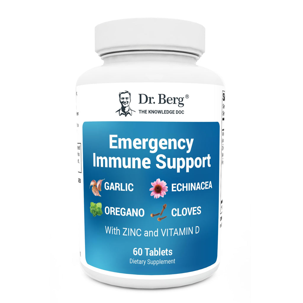 Dr. Berg Emergency Immune Support w/Echinacea - Potent Blend of Herbal Extracts (Warning: Strong Herbal Smells) - Immune Support Supplement Includes 2,000 IUs of Vitamin D & 10mg of Zinc - 60 Tablets - TrustMedUSA