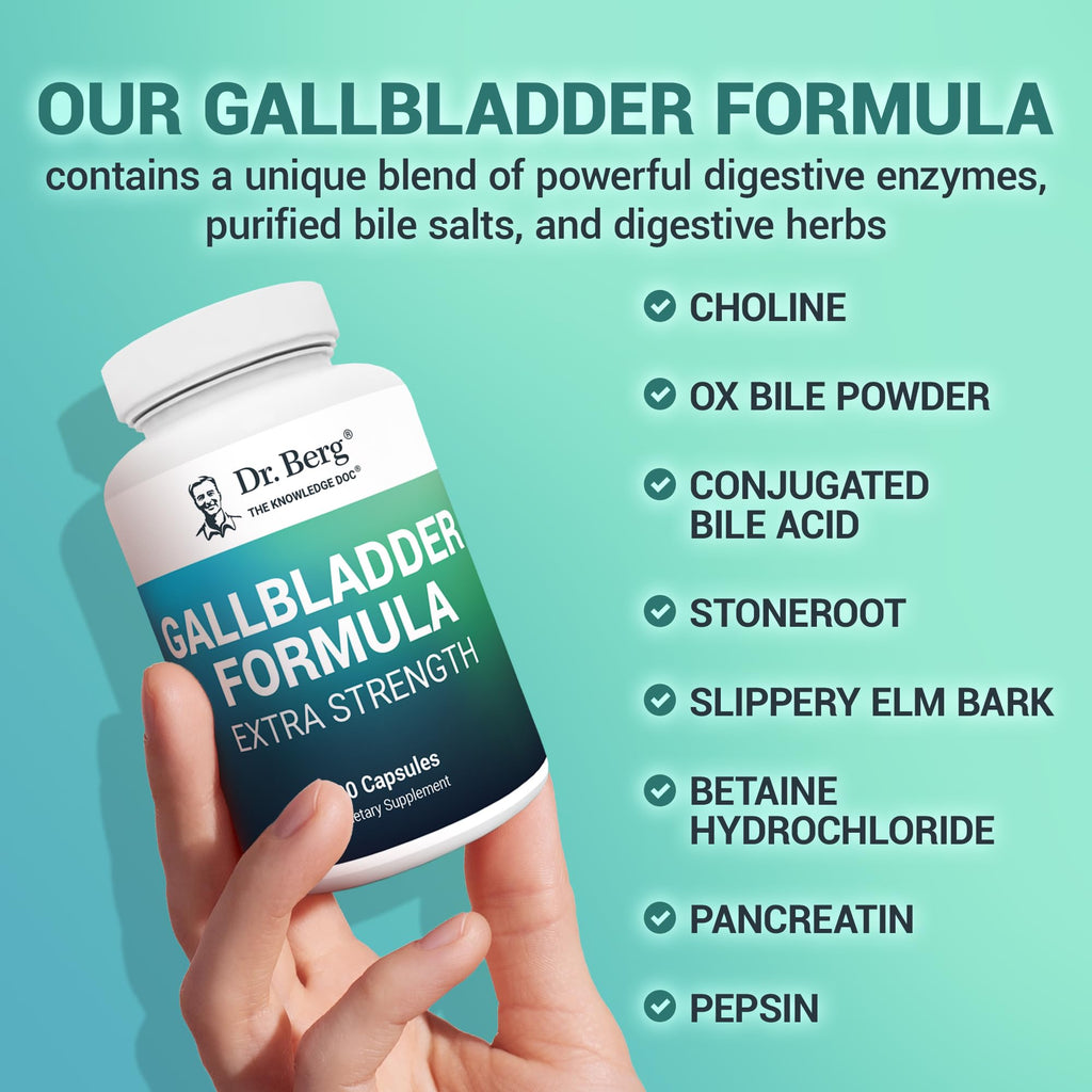 Dr. Berg Gallbladder Formula Extra Strength - with Ox Bile Powder and Conjugated Bile Acid - Digestive Enzymes Proprietary Blend - Full 45-Day Supply - 90 Vegetable Capsules - TrustMedUSA