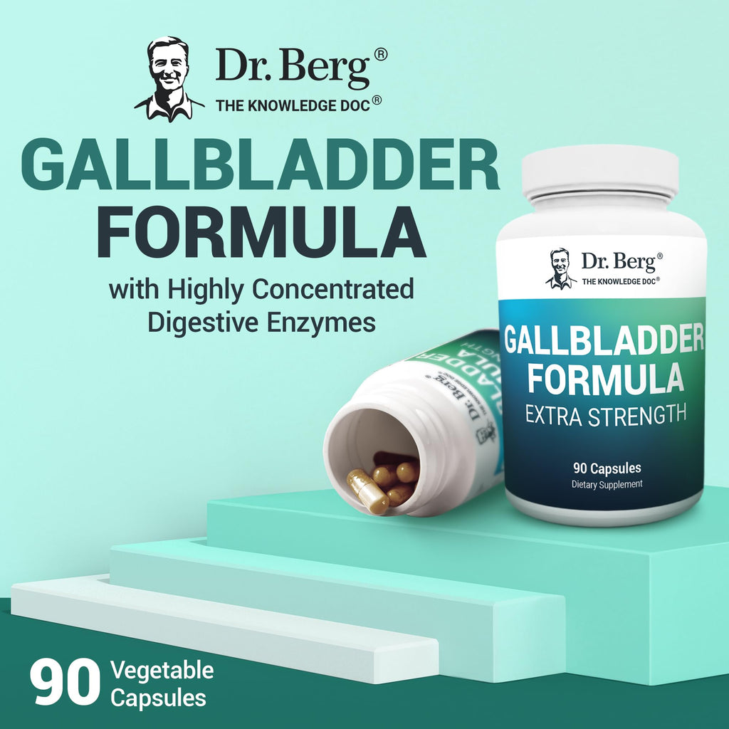 Dr. Berg Gallbladder Formula Extra Strength - with Ox Bile Powder and Conjugated Bile Acid - Digestive Enzymes Proprietary Blend - Full 45-Day Supply - 90 Vegetable Capsules - TrustMedUSA