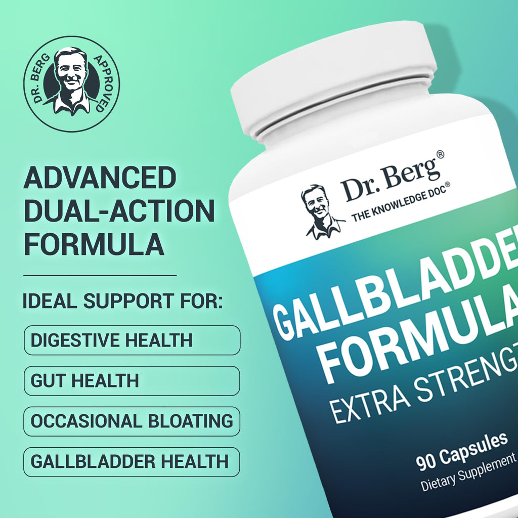 Dr. Berg Gallbladder Formula Extra Strength - with Ox Bile Powder and Conjugated Bile Acid - Digestive Enzymes Proprietary Blend - Full 45-Day Supply - 90 Vegetable Capsules - TrustMedUSA