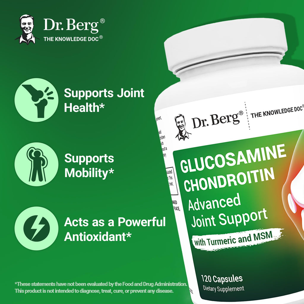 Dr. Berg Glucosamine Chondroitin MSM Turmeric & Boswellia - Advanced Joint Support Supplement with 1500 mg Glucosamine Sulfate - Includes 120 Capsules - TrustMedUSA