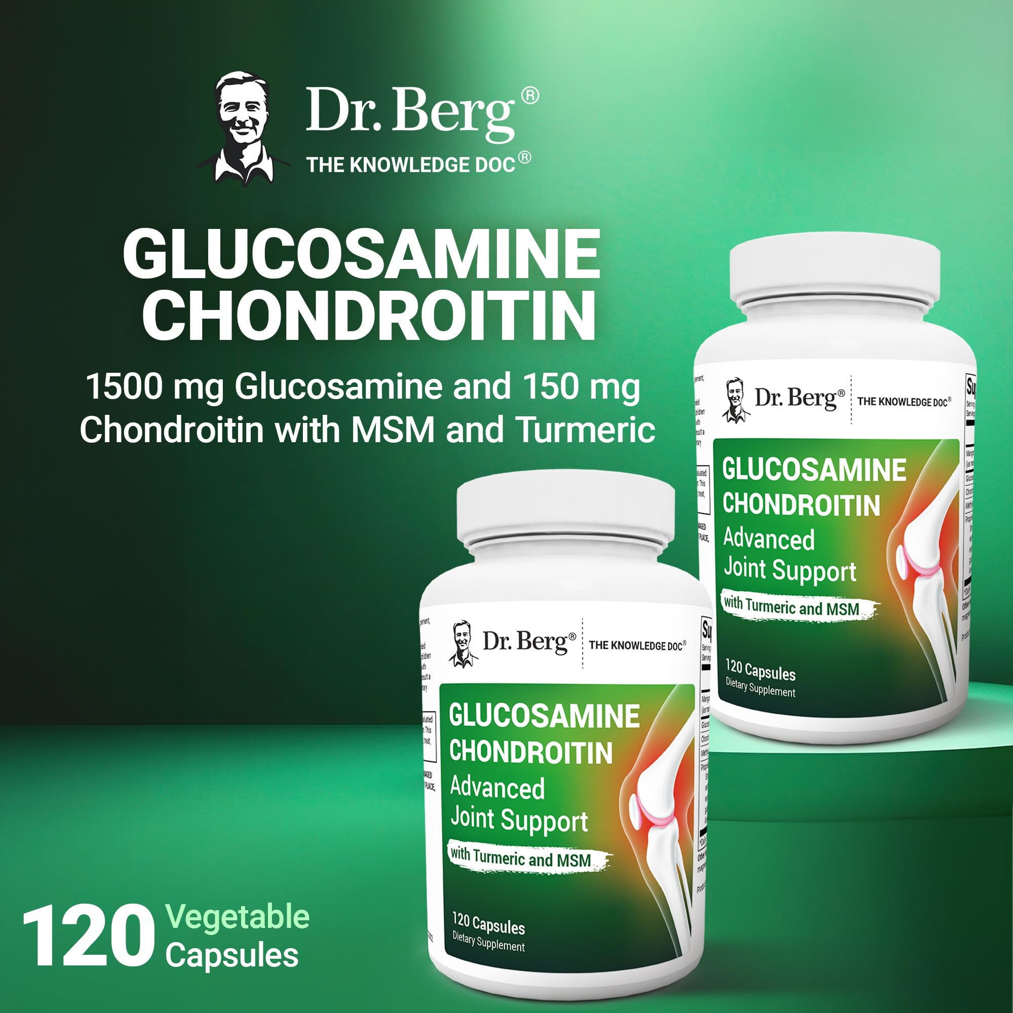 Dr. Berg Glucosamine Chondroitin MSM Turmeric & Boswellia - Advanced Joint Support Supplement with 1500 mg Glucosamine Sulfate - Includes 120 Capsules - TrustMedUSA