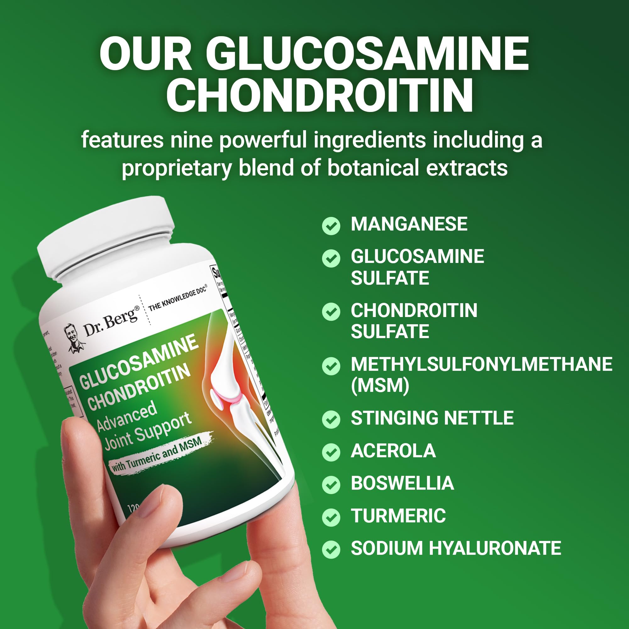 Dr. Berg Glucosamine Chondroitin MSM Turmeric & Boswellia - Advanced Joint Support Supplement with 1500 mg Glucosamine Sulfate - Includes 120 Capsules - TrustMedUSA